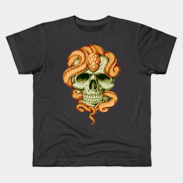 Snake and Skull Kids T-Shirt by NerdsbyLeo